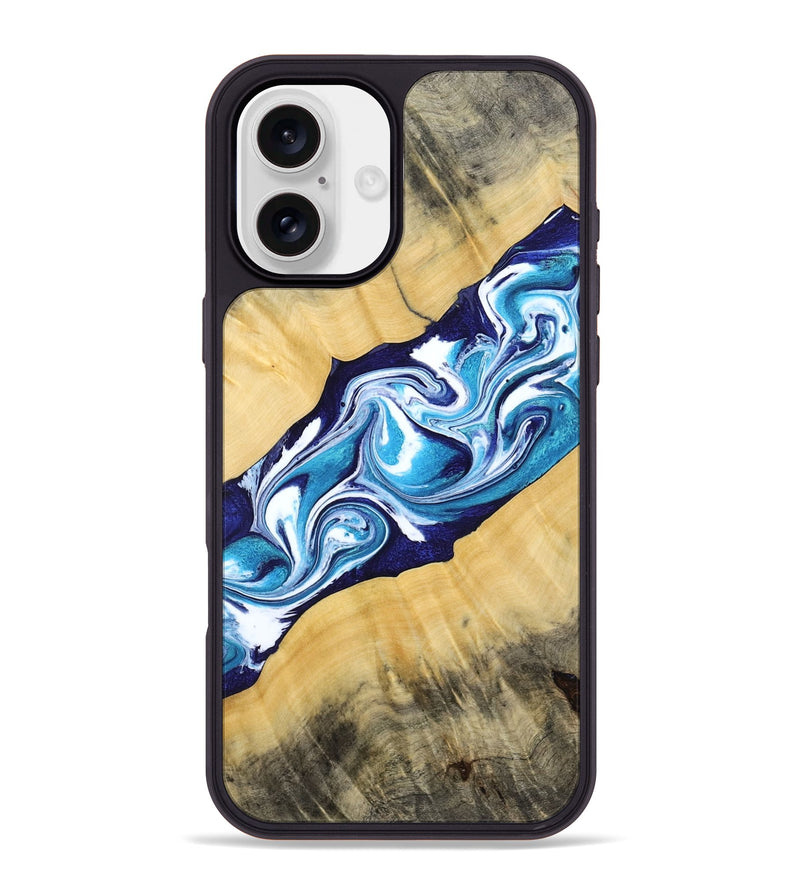 iPhone 16 Plus Wood Phone Case - Martha (Blue, 794050)