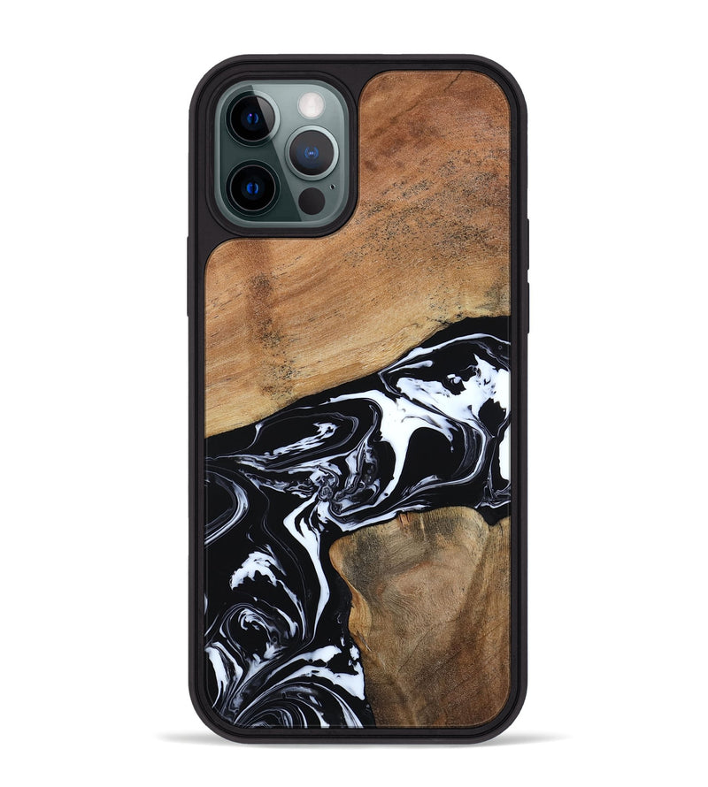 iPhone 12 Pro Max Wood Phone Case - Astrid (Black & White, 794575)