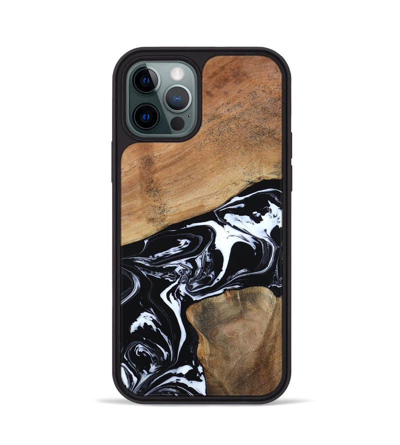 iPhone 12 Pro Wood Phone Case - Astrid (Black & White, 794575)
