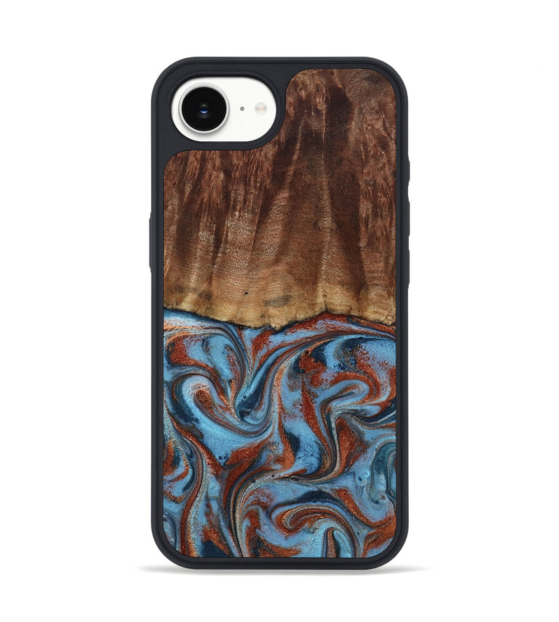 iPhone 16e Wood Phone Case - Gaige (Teal & Gold, 801029)