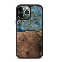 iPhone 13 Pro Max Wood Phone Case - Altha (Teal & Gold, 814501)