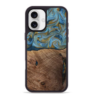 iPhone 16 Plus Wood Phone Case - Altha (Teal & Gold, 814501)