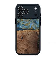 iPhone 17 Pro Max Wood Phone Case - Altha (Teal & Gold, 814501)