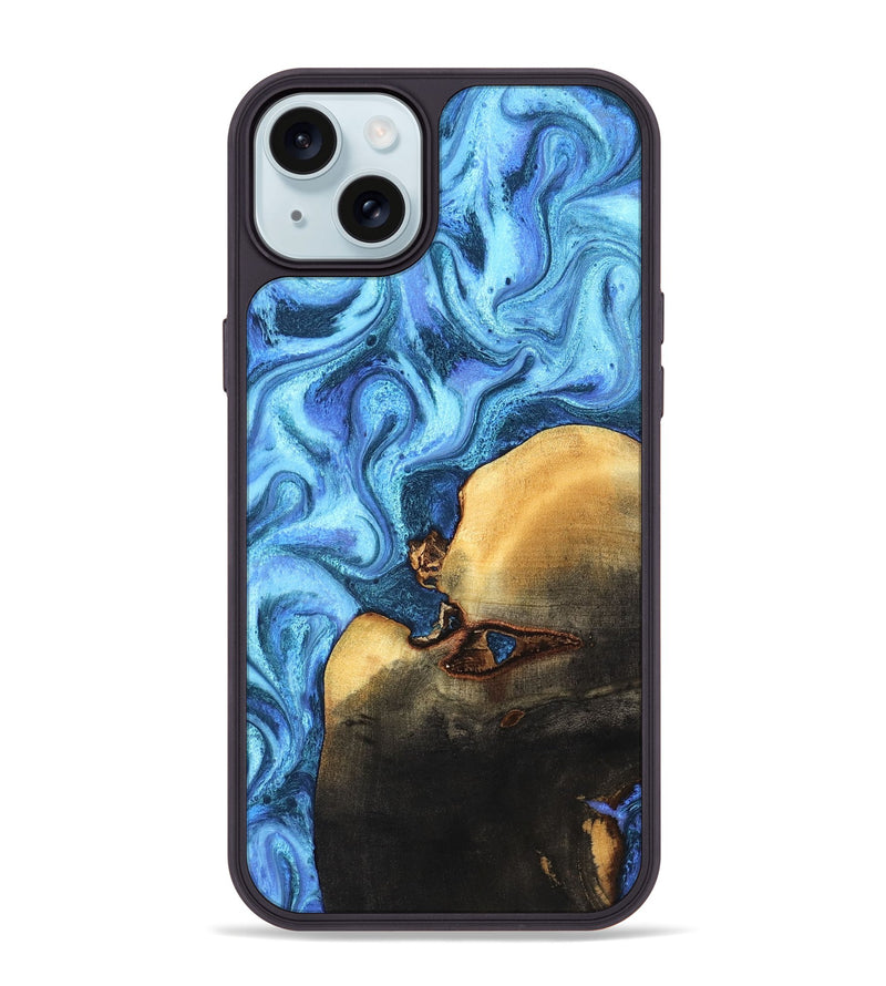 iPhone 15 Plus Wood Phone Case - Janette (Blue, 825802)
