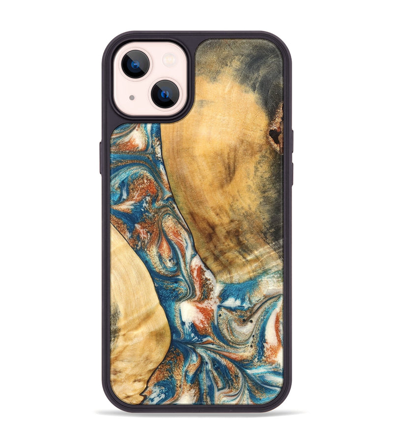iPhone 14 Plus Wood Phone Case - Bridger (Teal & Gold, 826491)