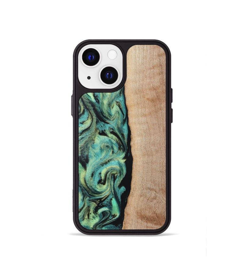 iPhone 13 mini Wood Phone Case - Tosha (Green, 828343)