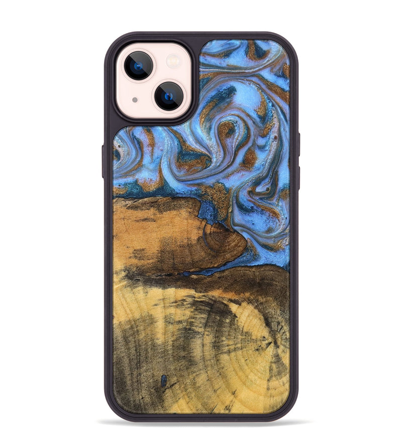 iPhone 14 Plus Wood Phone Case - Tammie (Teal & Gold, 828689)