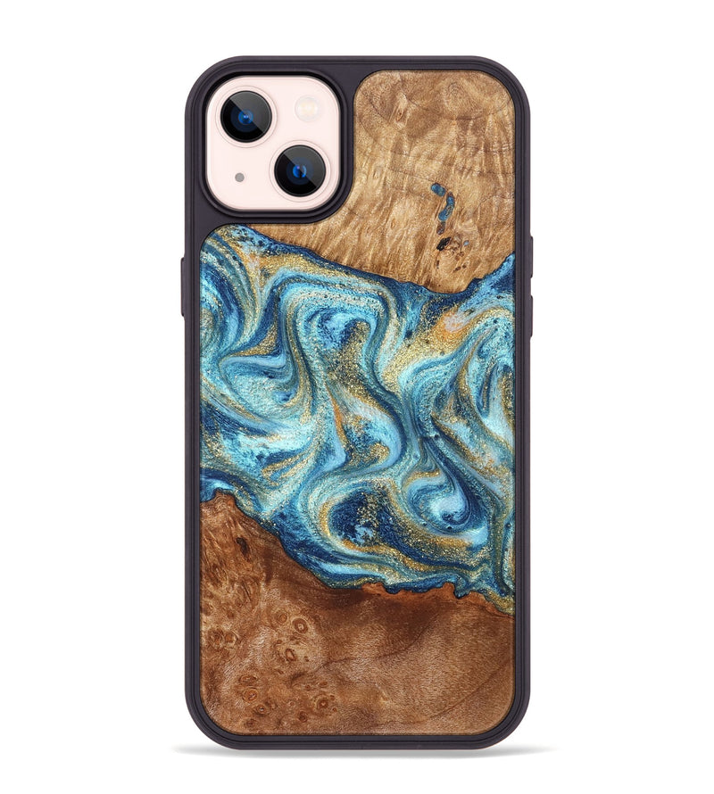iPhone 14 Plus Wood Phone Case - Doug (Teal & Gold, 829410)