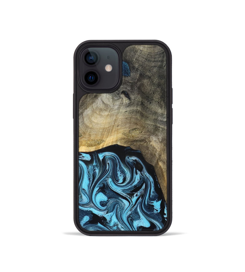 iPhone 12 mini Wood Phone Case - Izael (Blue, 829669)
