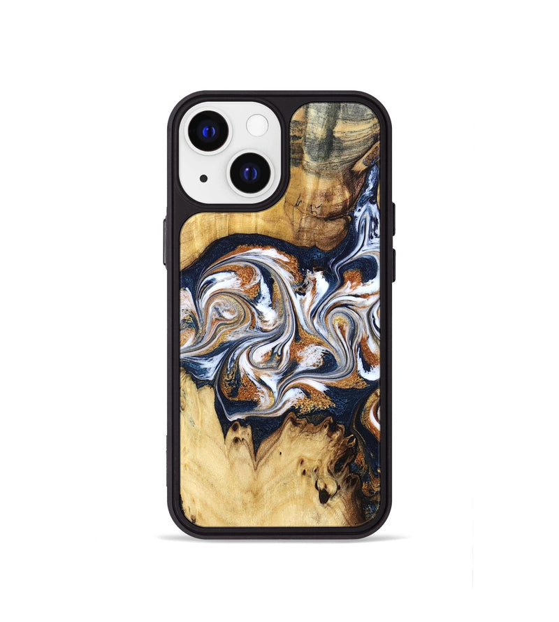 iPhone 13 mini Wood Phone Case - Savanna (Teal & Gold, 830008)