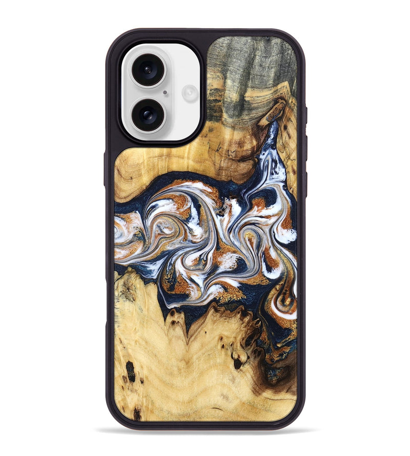 iPhone 16 Plus Wood Phone Case - Savanna (Teal & Gold, 830008)
