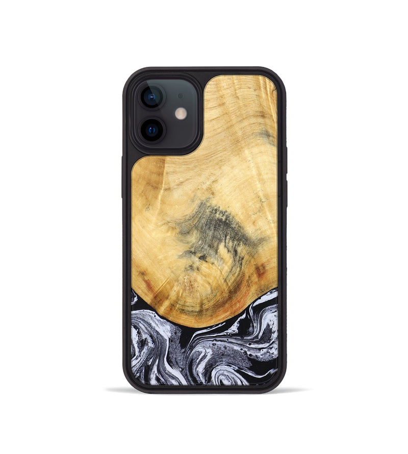 iPhone 12 mini Wood Phone Case - Brandi (Black & White, 830208)