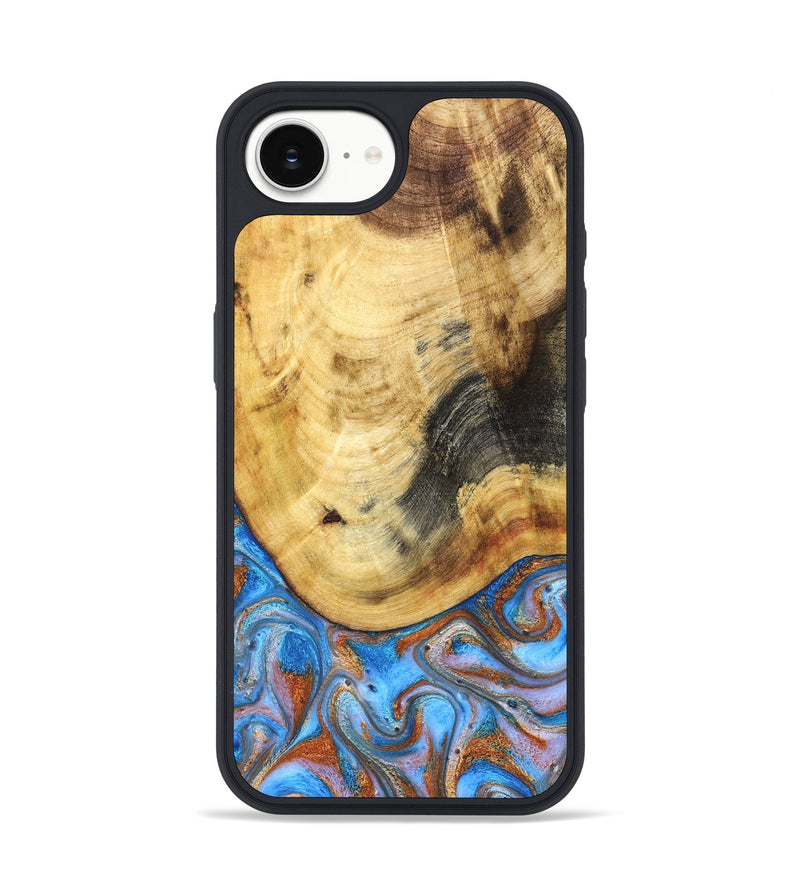 iPhone 17e Wood Phone Case - Irma (Teal & Gold, 830606)