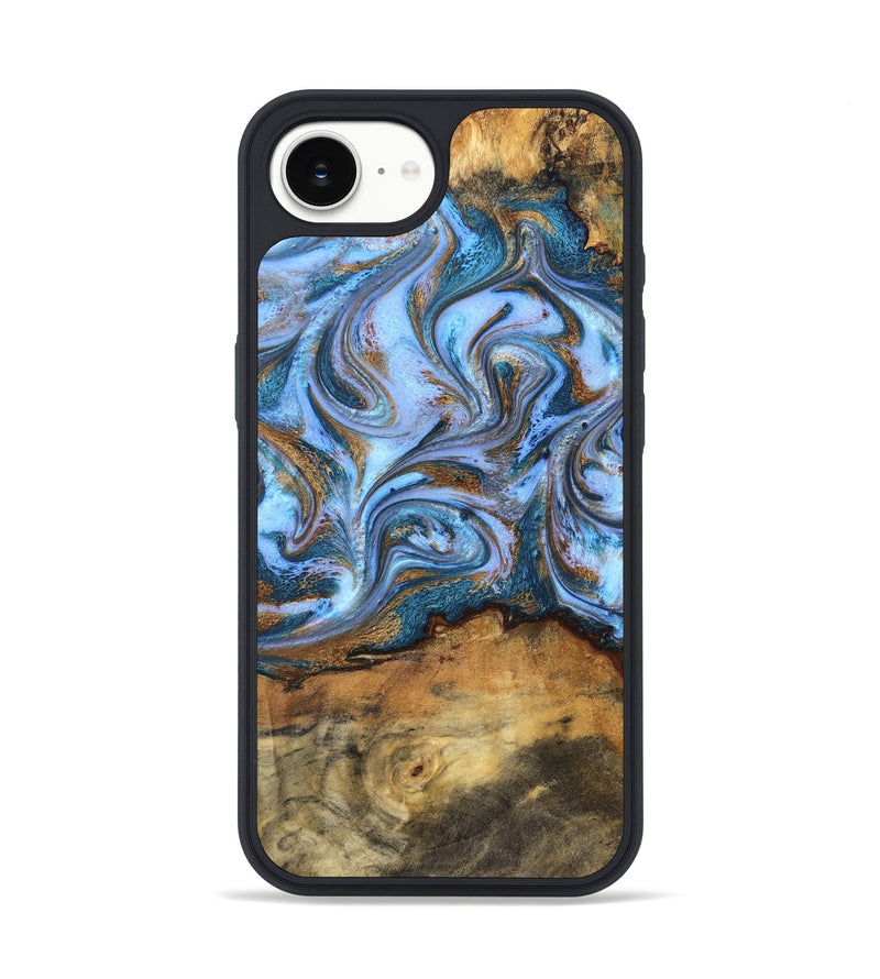 iPhone 16e Wood Phone Case - Hendrix (Teal & Gold, 831003)