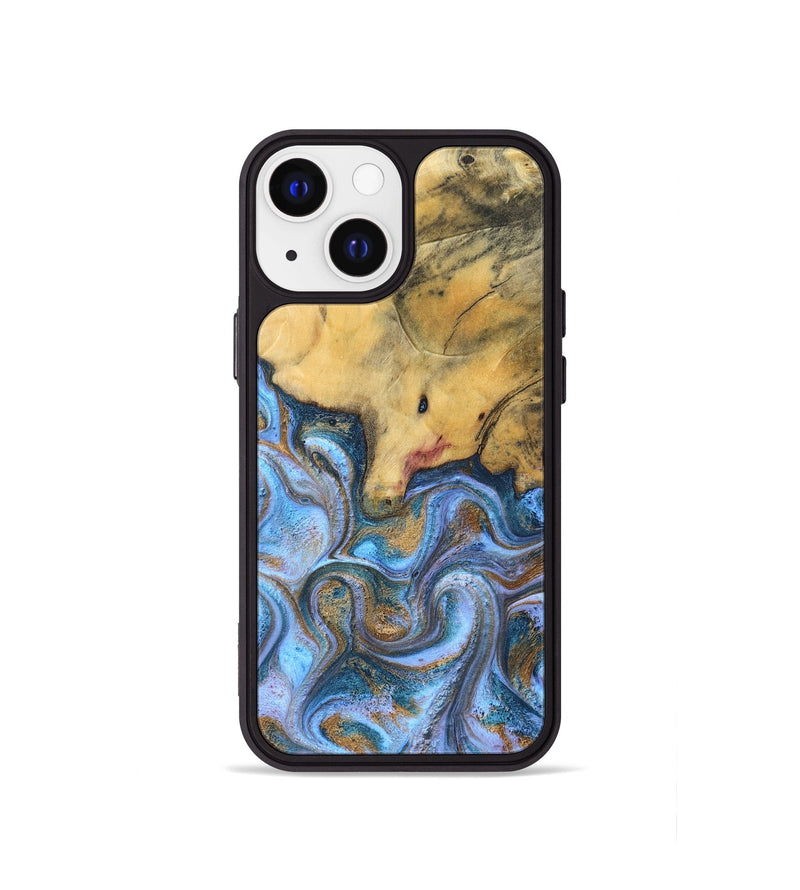 iPhone 13 mini Wood Phone Case - Stan (Teal & Gold, 831007)