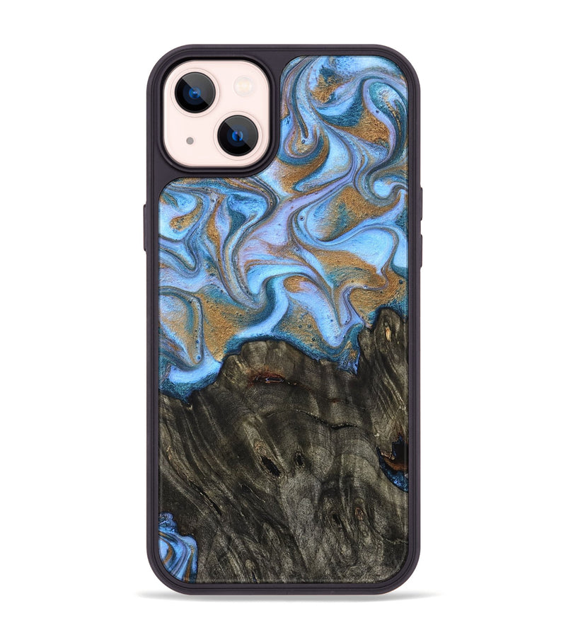 iPhone 14 Plus Wood Phone Case - Cristin (Teal & Gold, 831014)
