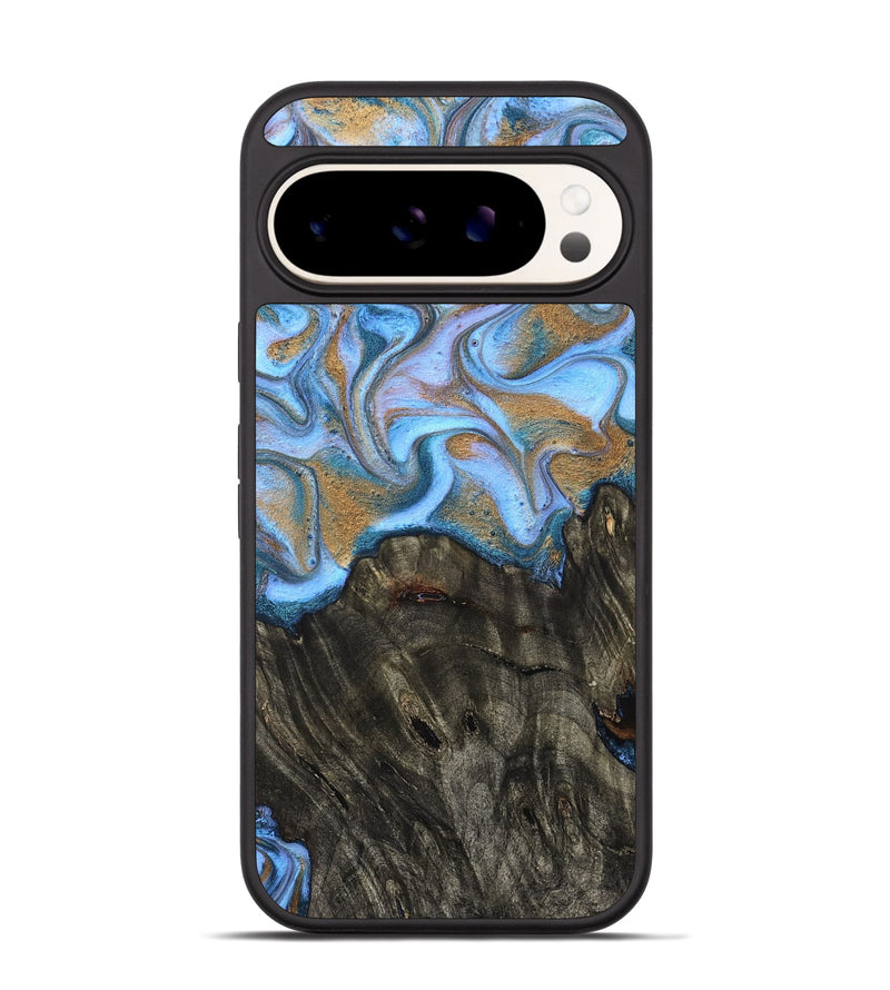 Pixel 9 Wood Phone Case - Cristin (Teal & Gold, 831014)