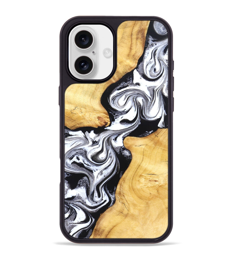 iPhone 16 Plus Wood Phone Case - Taryn (Black & White, 831144)