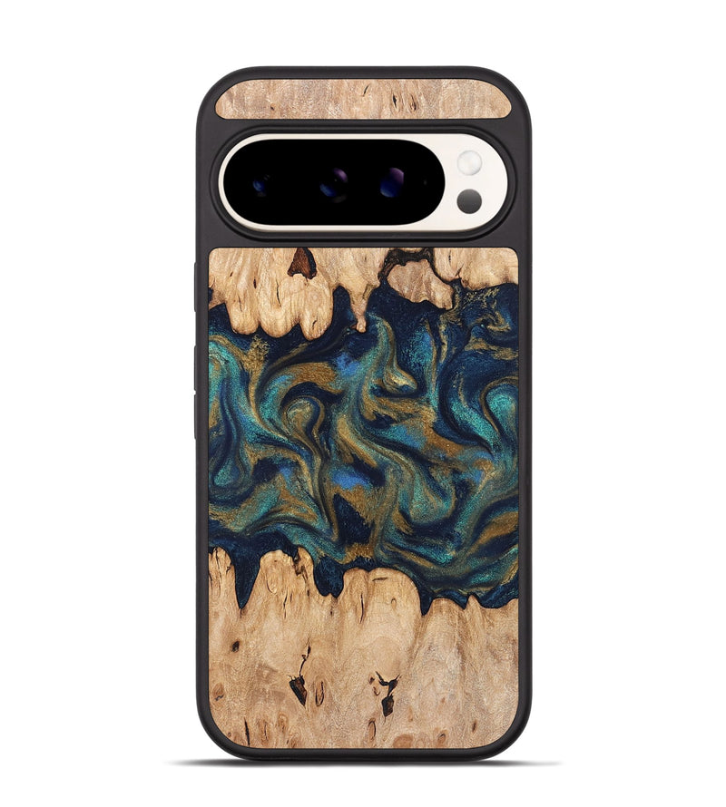 Pixel 9 Wood Phone Case - Bettye (Teal & Gold, 831271)
