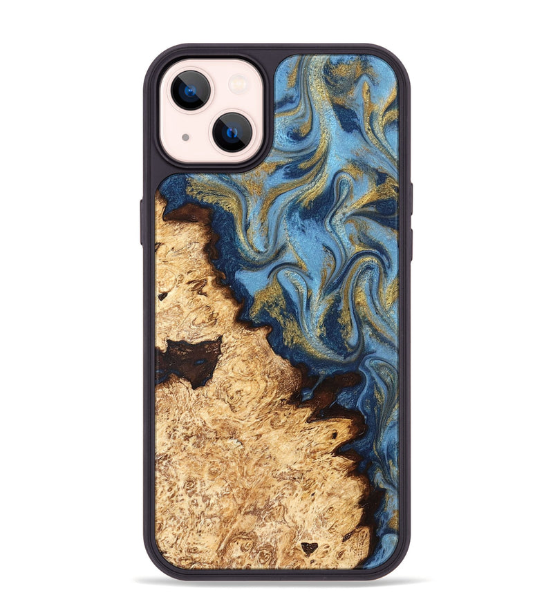 iPhone 14 Plus Wood Phone Case - Corrine (Teal & Gold, 831273)