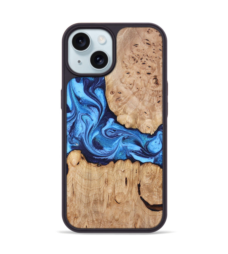iPhone 15 Wood Phone Case - Shayla (Blue, 831714)