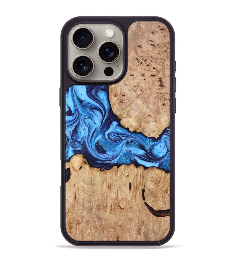 iPhone 16 Pro Max Wood Phone Case - Shayla (Blue, 831714)