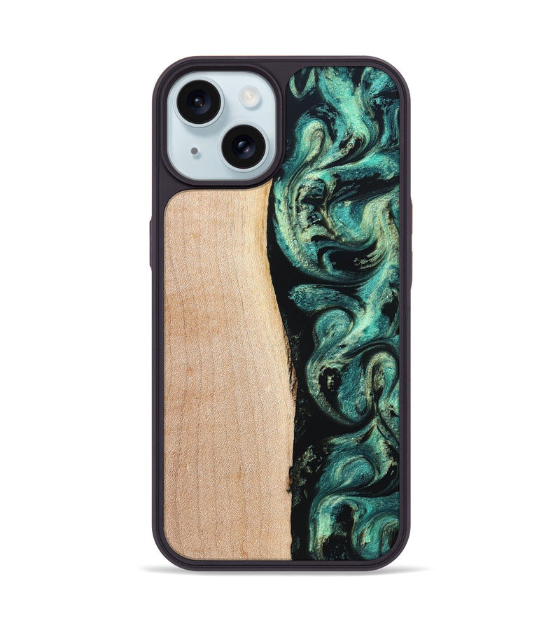 iPhone 15 Wood Phone Case - Kianna (Green, 831725)