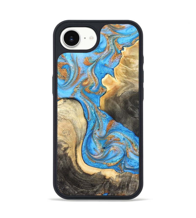 iPhone 17e Wood Phone Case - Noa (Teal & Gold, 831731)