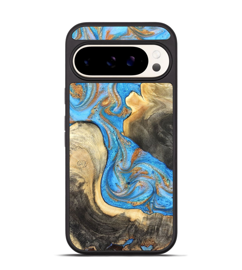 Pixel 9 Wood Phone Case - Noa (Teal & Gold, 831731)