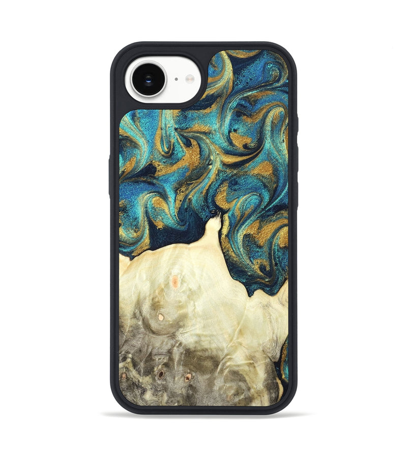 iPhone 16e Wood Phone Case - Candis (Teal & Gold, 831752)