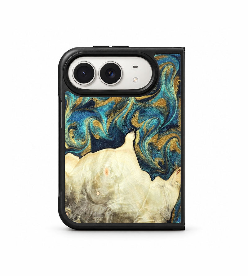 iPhone Duo Wood Phone Case - Candis (Teal & Gold, 831752)