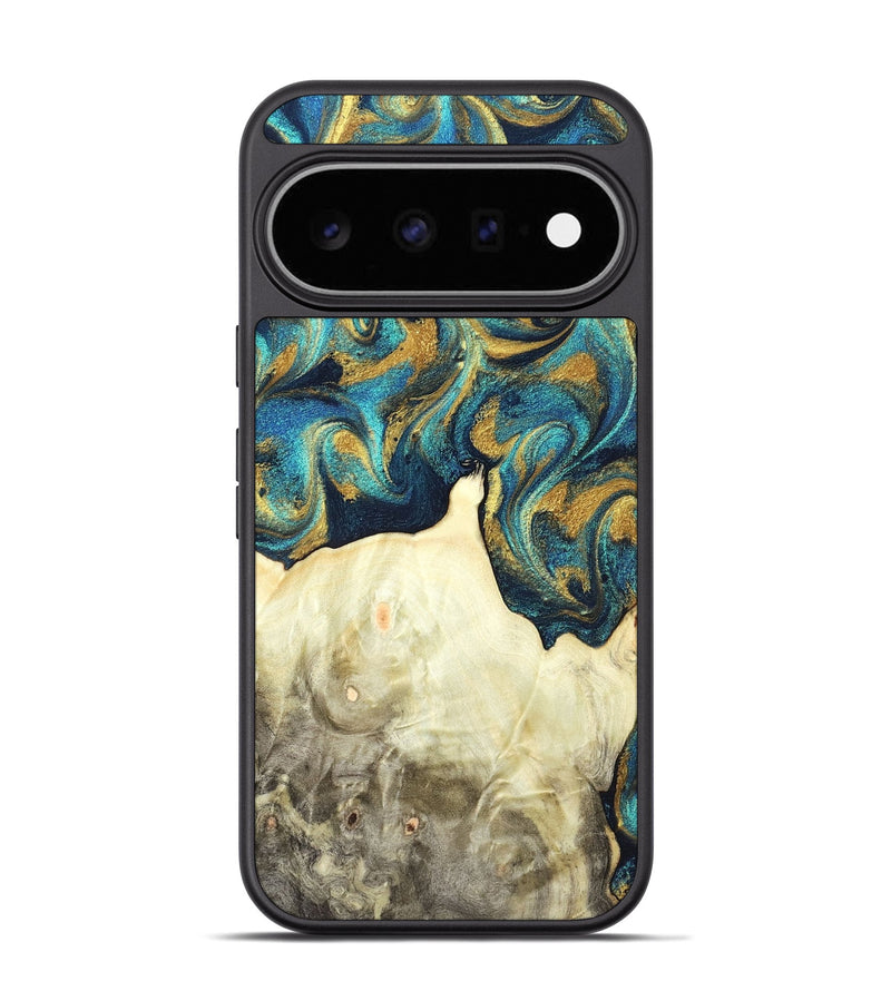 Pixel 11 Pro Wood Phone Case - Candis (Teal & Gold, 831752)
