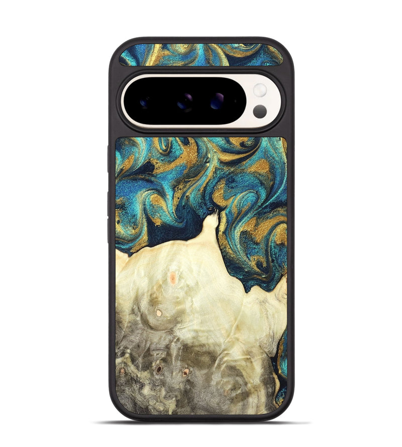 Pixel 9 Wood Phone Case - Candis (Teal & Gold, 831752)