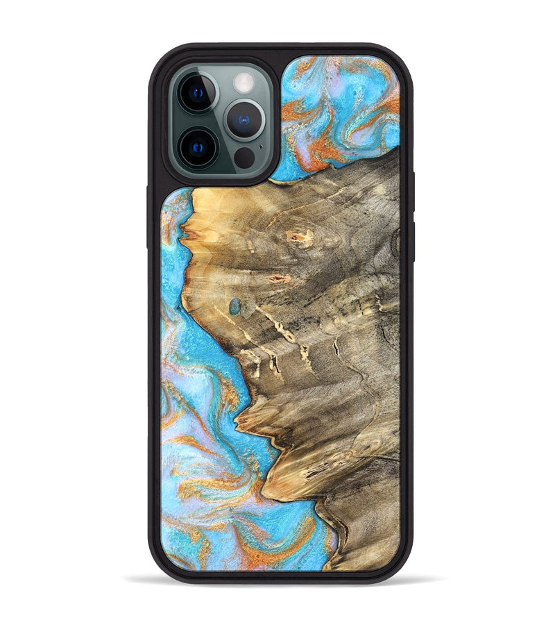 iPhone 12 Pro Max Wood Phone Case - Adele (Teal & Gold, 831754)