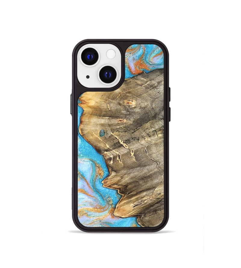 iPhone 13 mini Wood Phone Case - Adele (Teal & Gold, 831754)