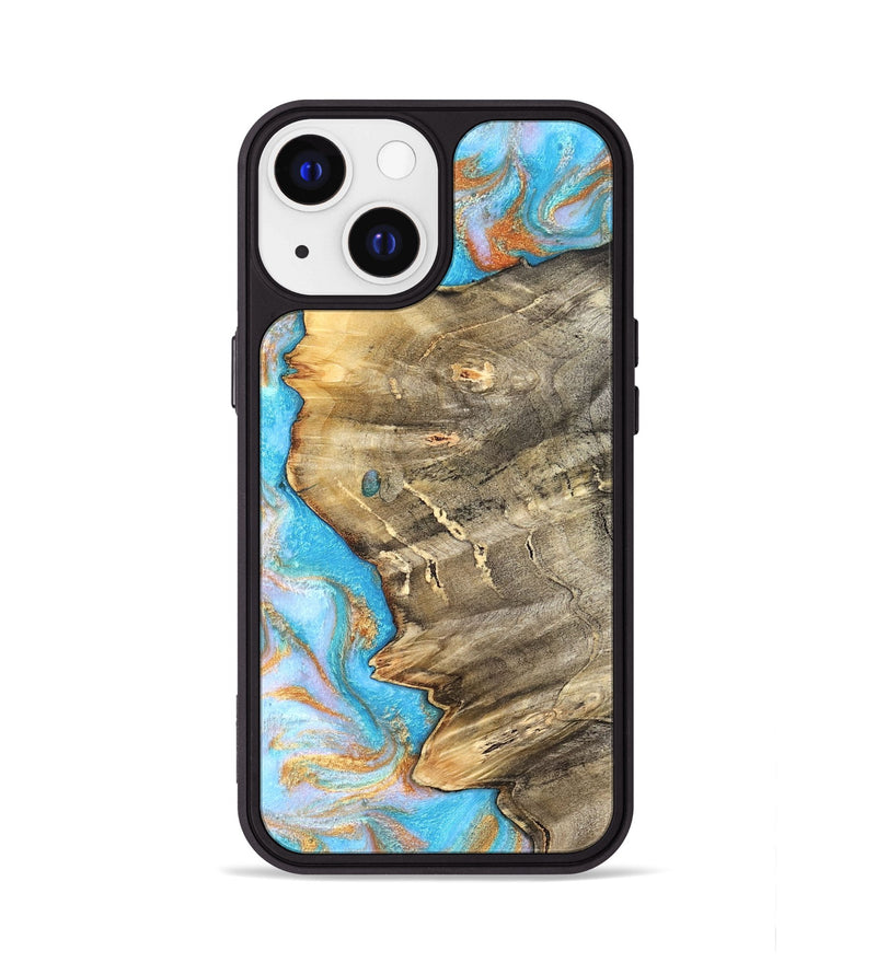 iPhone 13 Wood Phone Case - Adele (Teal & Gold, 831754)