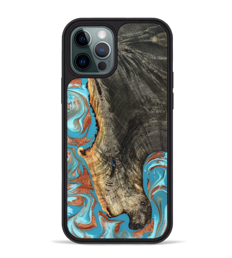 iPhone 12 Pro Max Wood Phone Case - Bettie (Teal & Gold, 831765)