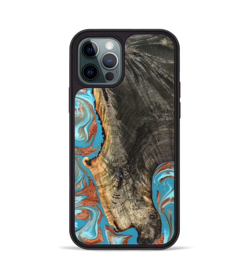iPhone 12 Pro Wood Phone Case - Bettie (Teal & Gold, 831765)