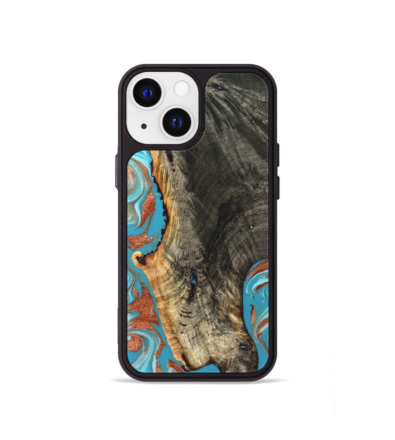 iPhone 13 mini Wood Phone Case - Bettie (Teal & Gold, 831765)