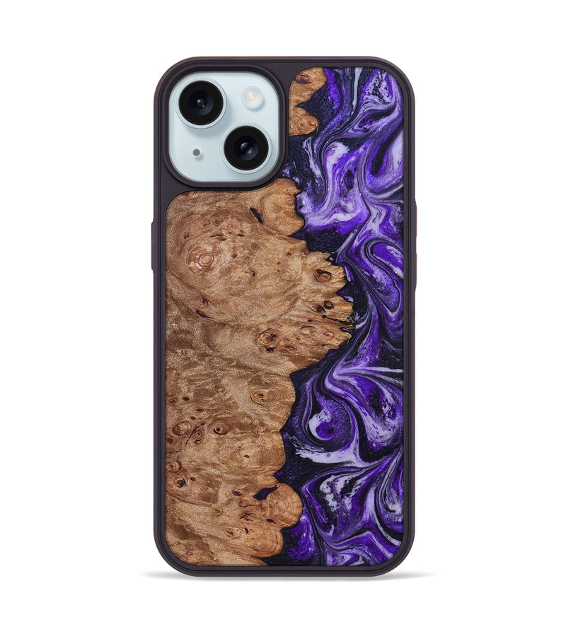 iPhone 15 Wood Phone Case - Oma (Purple, 831779)