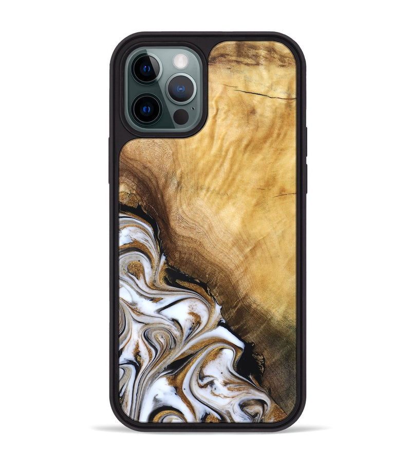 iPhone 12 Pro Max Wood Phone Case - Carlie (Teal & Gold, 831799)