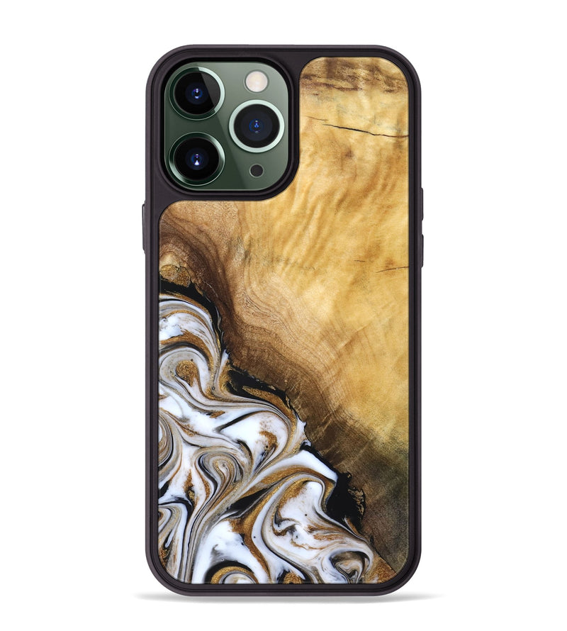 iPhone 13 Pro Max Wood Phone Case - Carlie (Teal & Gold, 831799)