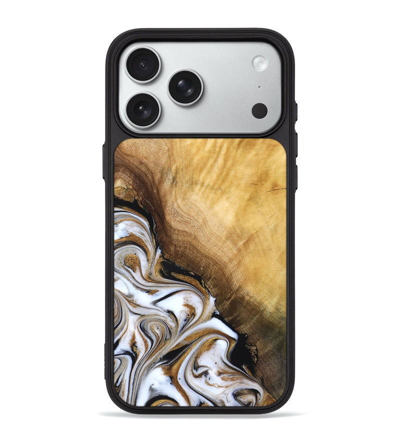 iPhone 18 Pro Max Wood Phone Case - Carlie (Teal & Gold, 831799)