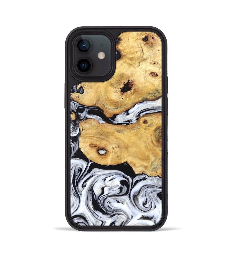 iPhone 12 Wood Phone Case - Starla (Black & White, 831994)