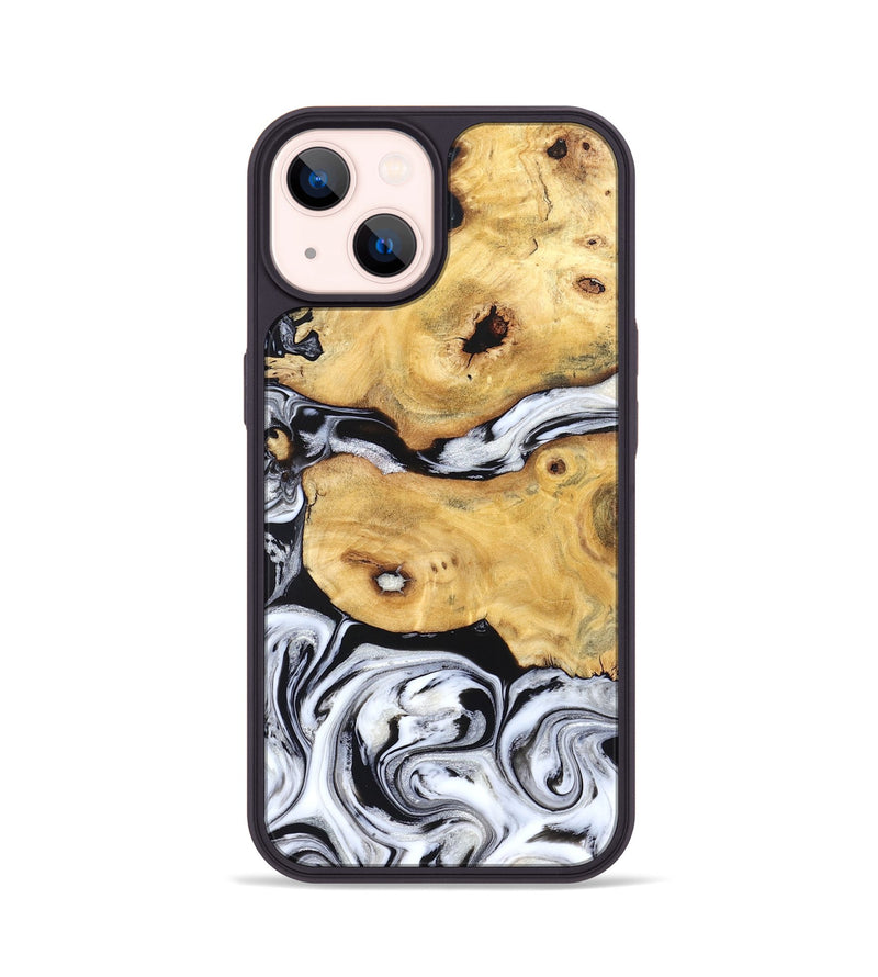 iPhone 14 Wood Phone Case - Starla (Black & White, 831994)