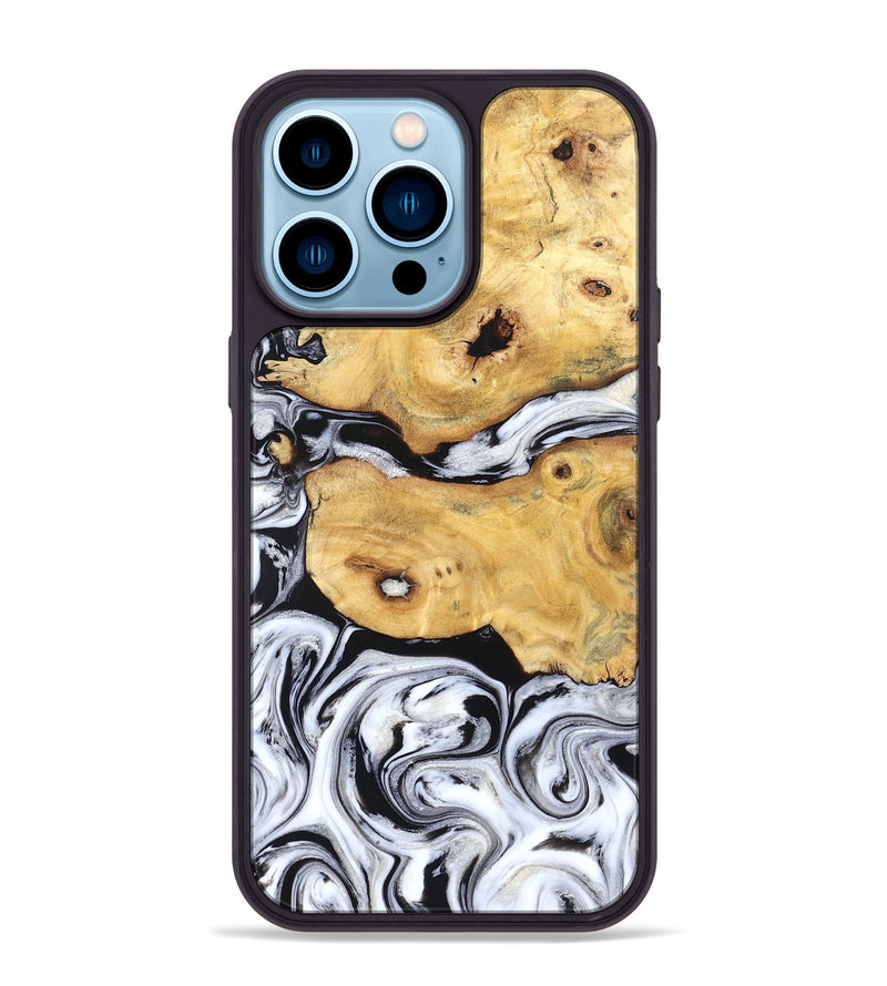 iPhone 14 Pro Max Wood Phone Case - Starla (Black & White, 831994)