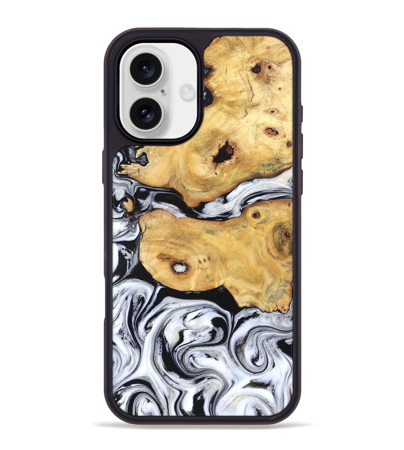 iPhone 16 Plus Wood Phone Case - Starla (Black & White, 831994)