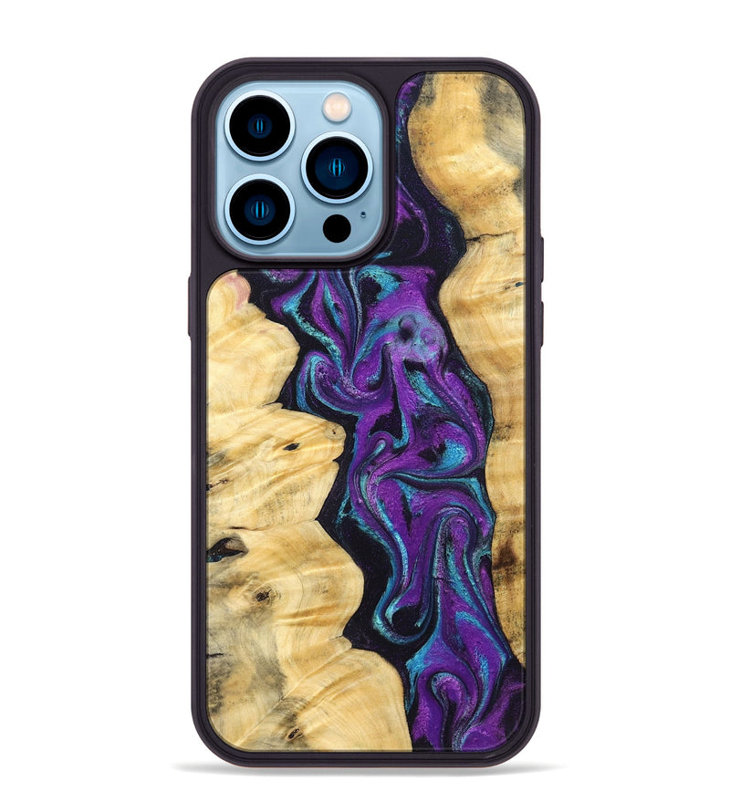 iPhone 14 Pro Max Wood Phone Case - Lutie (Purple, 831995)
