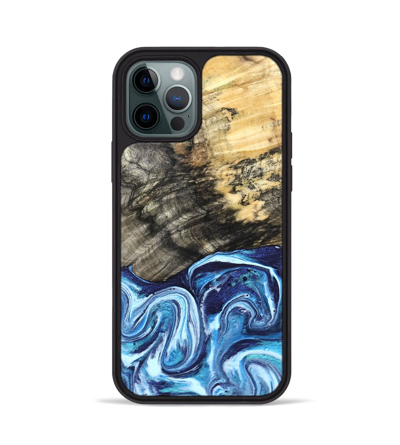 iPhone 12 Pro Wood Phone Case - Aleyna (Blue, 832003)