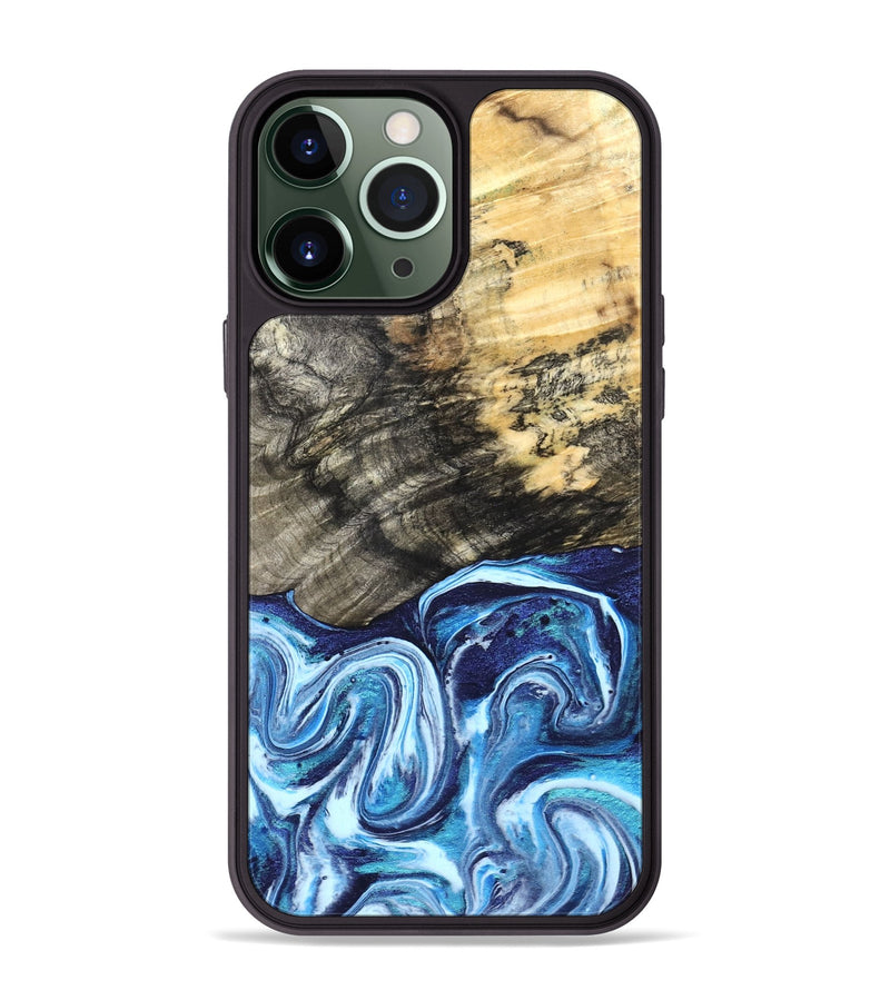 iPhone 13 Pro Max Wood Phone Case - Aleyna (Blue, 832003)